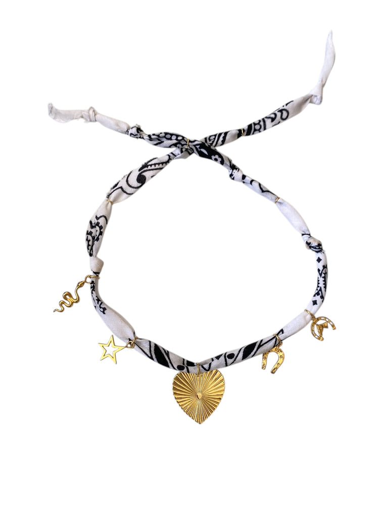 Black and White Bandana Necklace