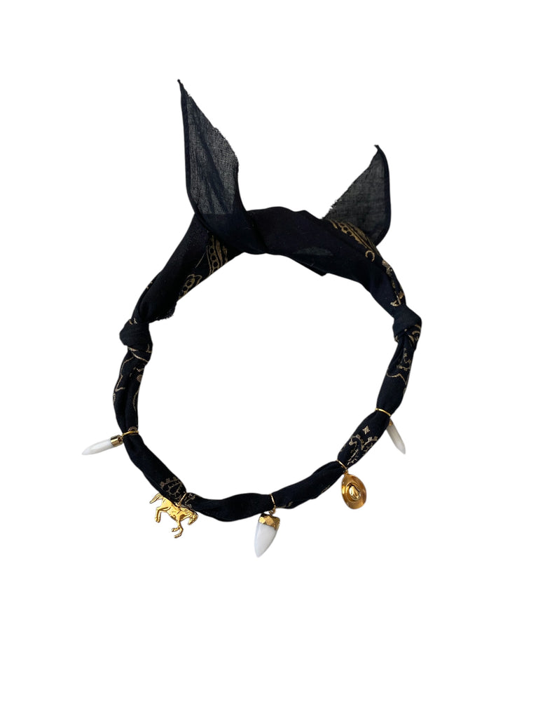 Black and Gold Bandana Necklace