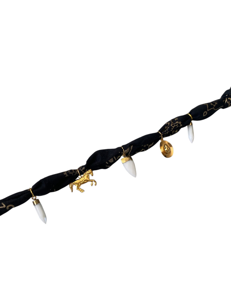 Black and Gold Bandana Necklace