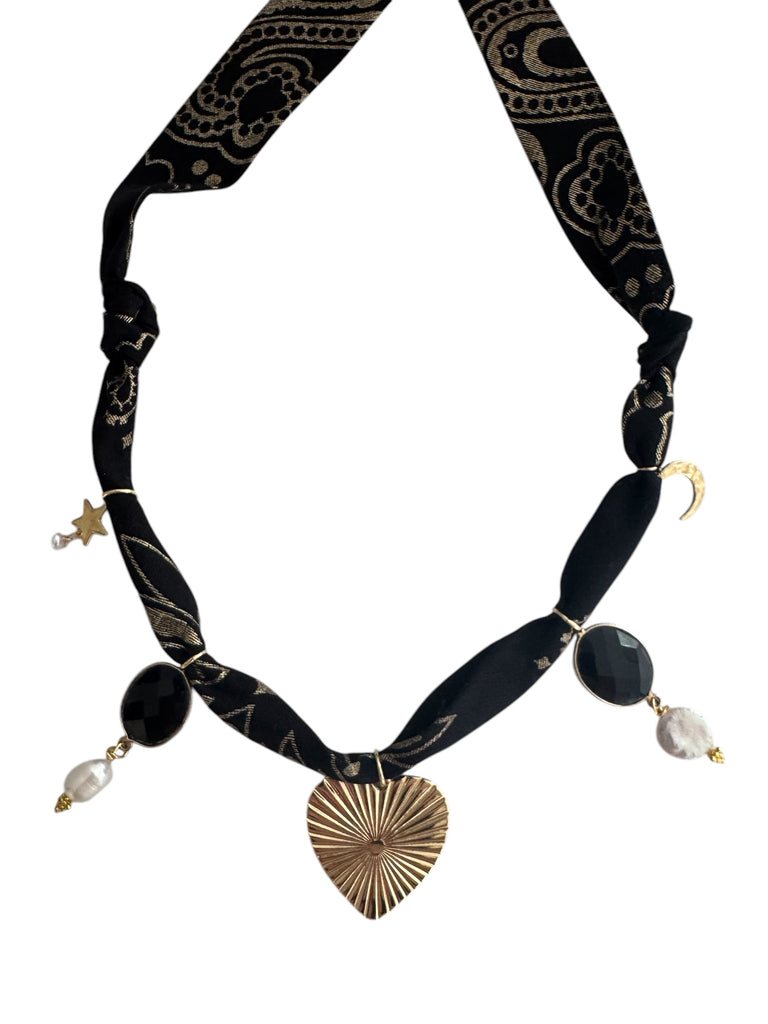 Black Onyx Black Bandana Necklace