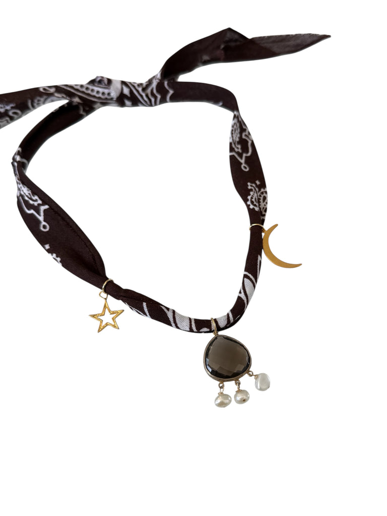 Smokey Quartz Pearl Bandana