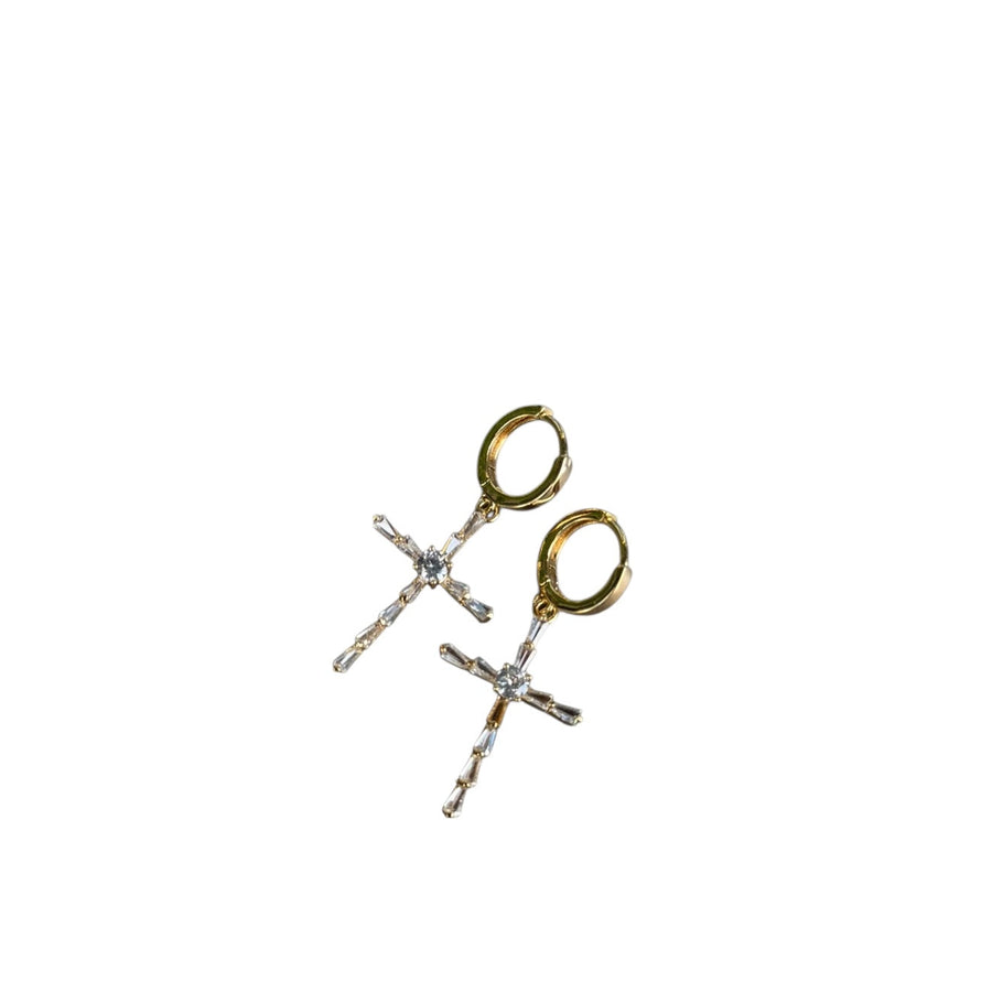 Pendientes colgantes Frances CZ con cruz