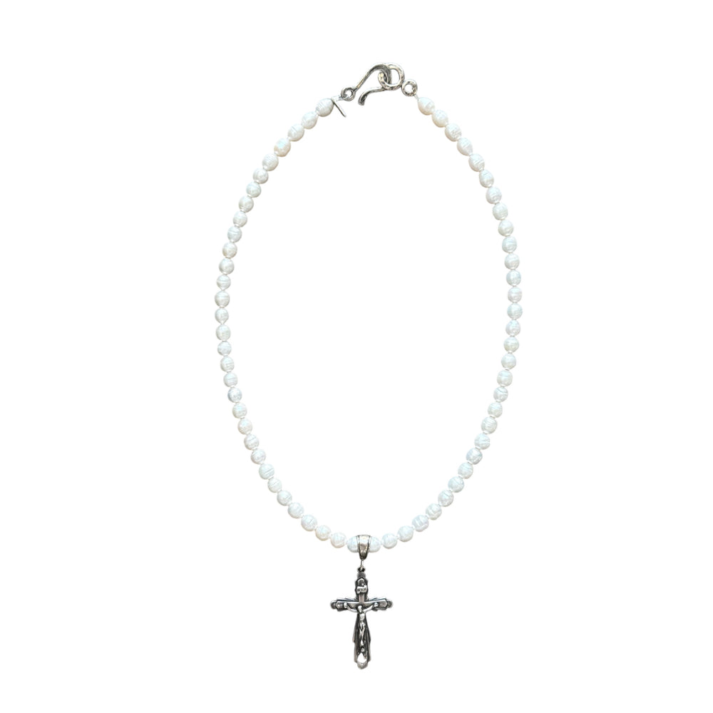 Collier Priscilla Perle et Croix