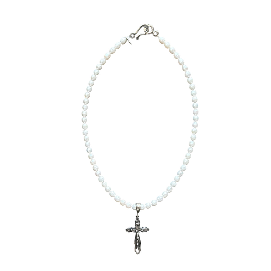 Priscilla Pearl Cross Necklace