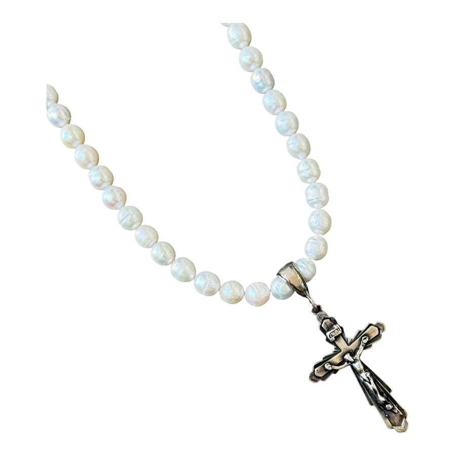 Priscilla Pearl Cross Necklace