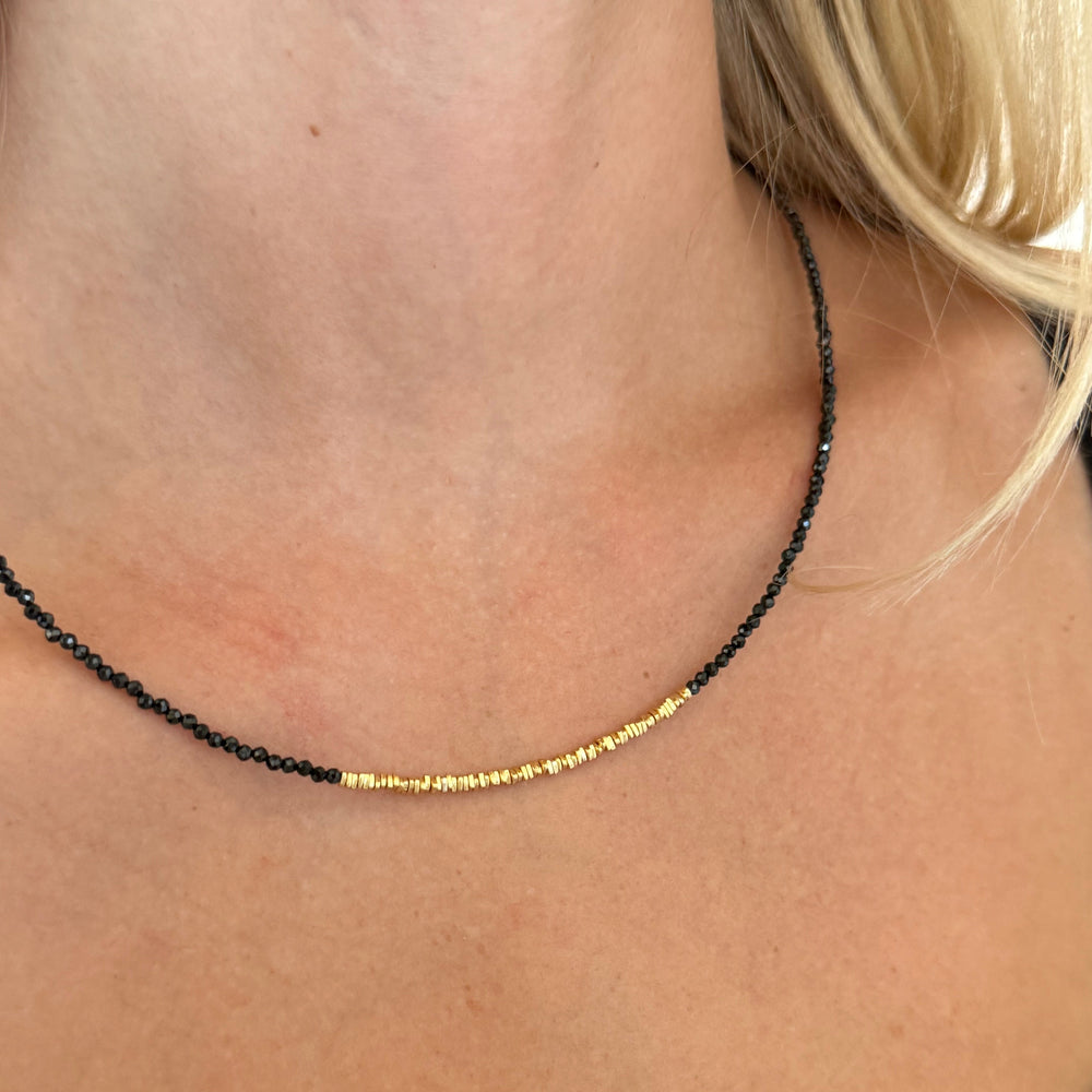 Raymund Onyx and Gold Beaded Necklace