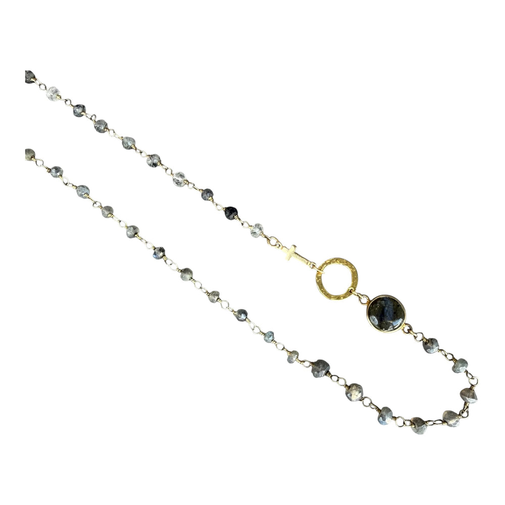 Rita Labradite and Gold Wire-Wrapped Necklace