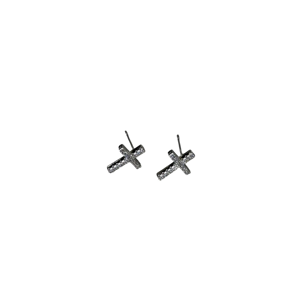 Segunda Cz Silver Cross Earrings