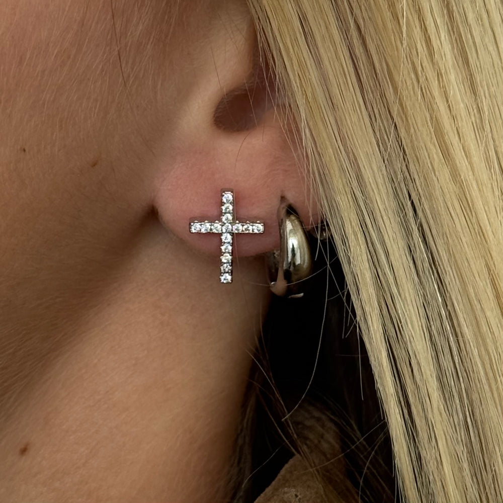 Segunda Cz Silver Cross Earrings
