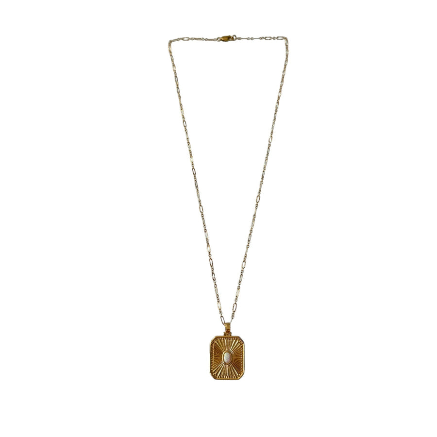 Sarah Gold and Opal Pendant Chain Necklace