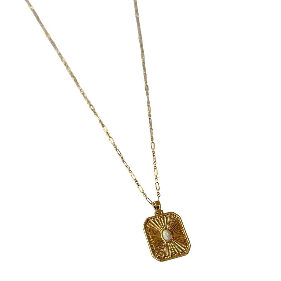 Sarah Gold and Opal Pendant Chain Necklace