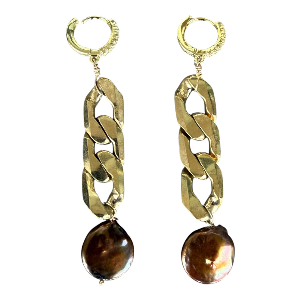 Seville Chain and Amber Pearl Earrings