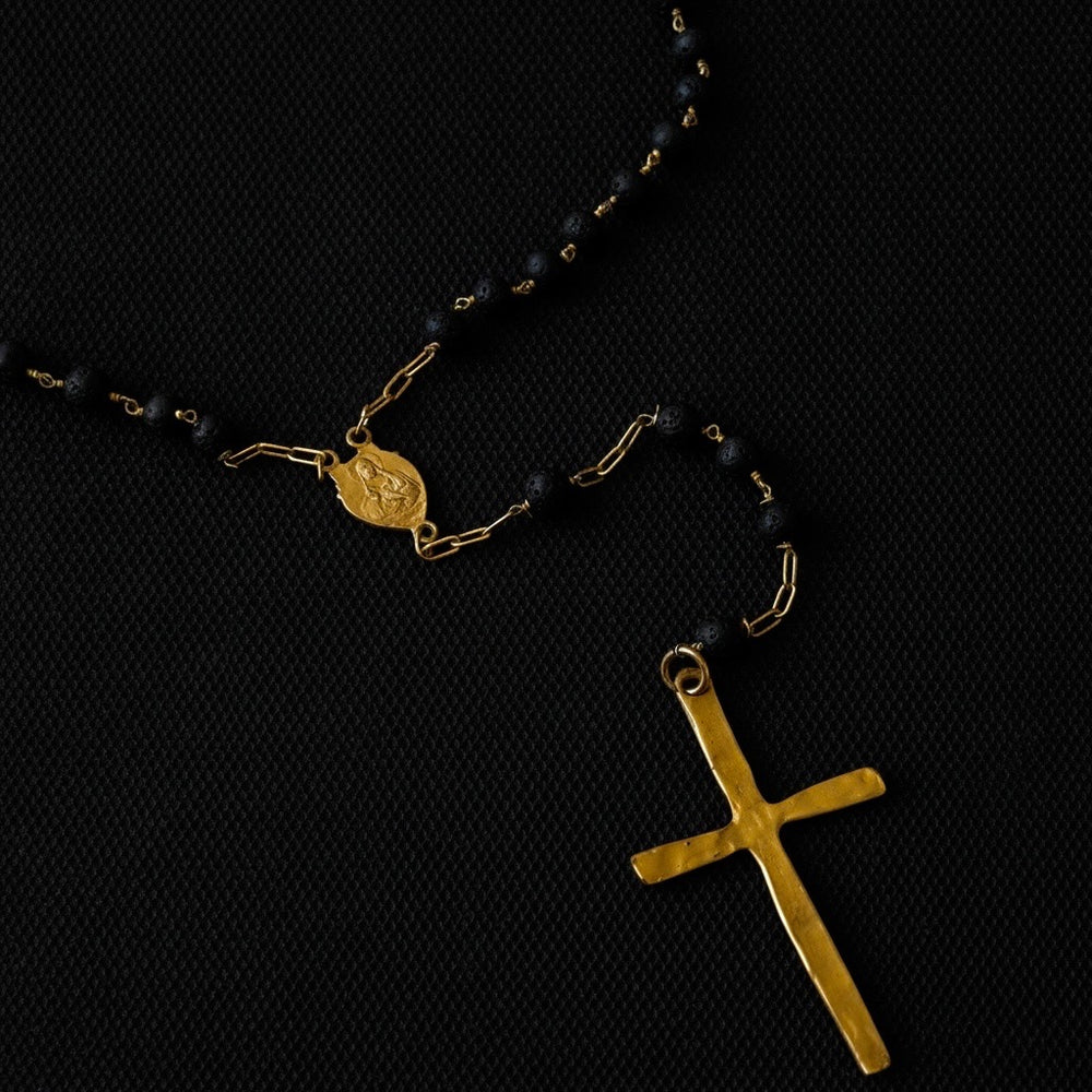 Chapelet Saint-Vibiana en pierre de lave noire