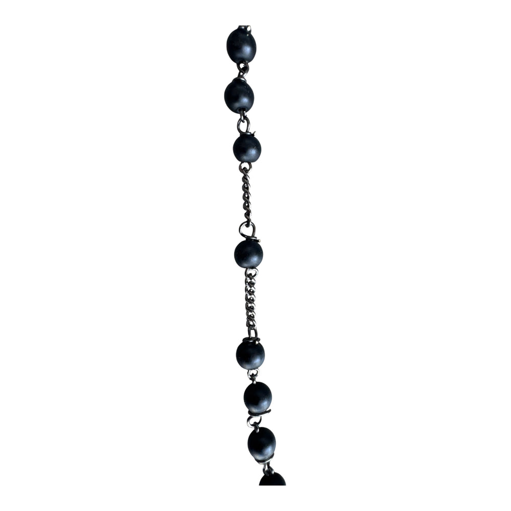 Wells Black Onyx and Sterling Rosary