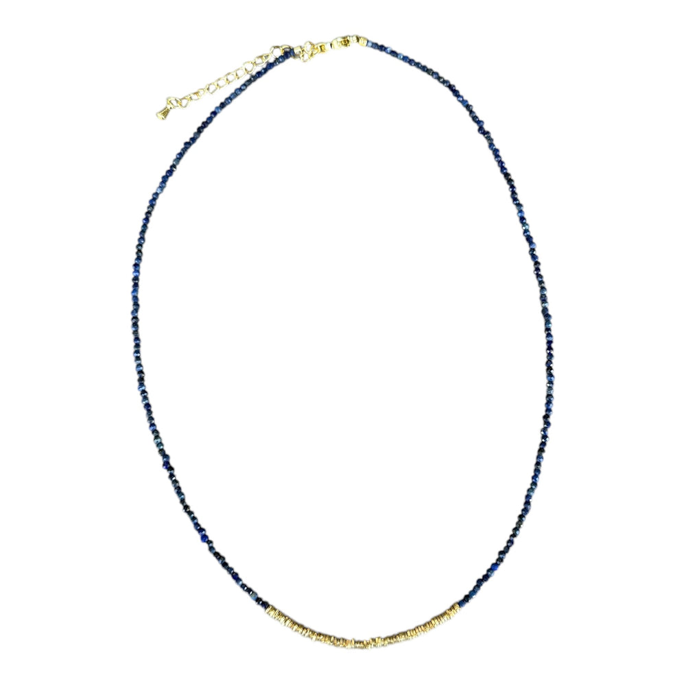 Therese Small Lapis and Gold Beaded Necklace