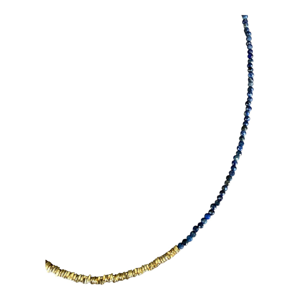 Therese Small Lapis and Gold Beaded Necklace