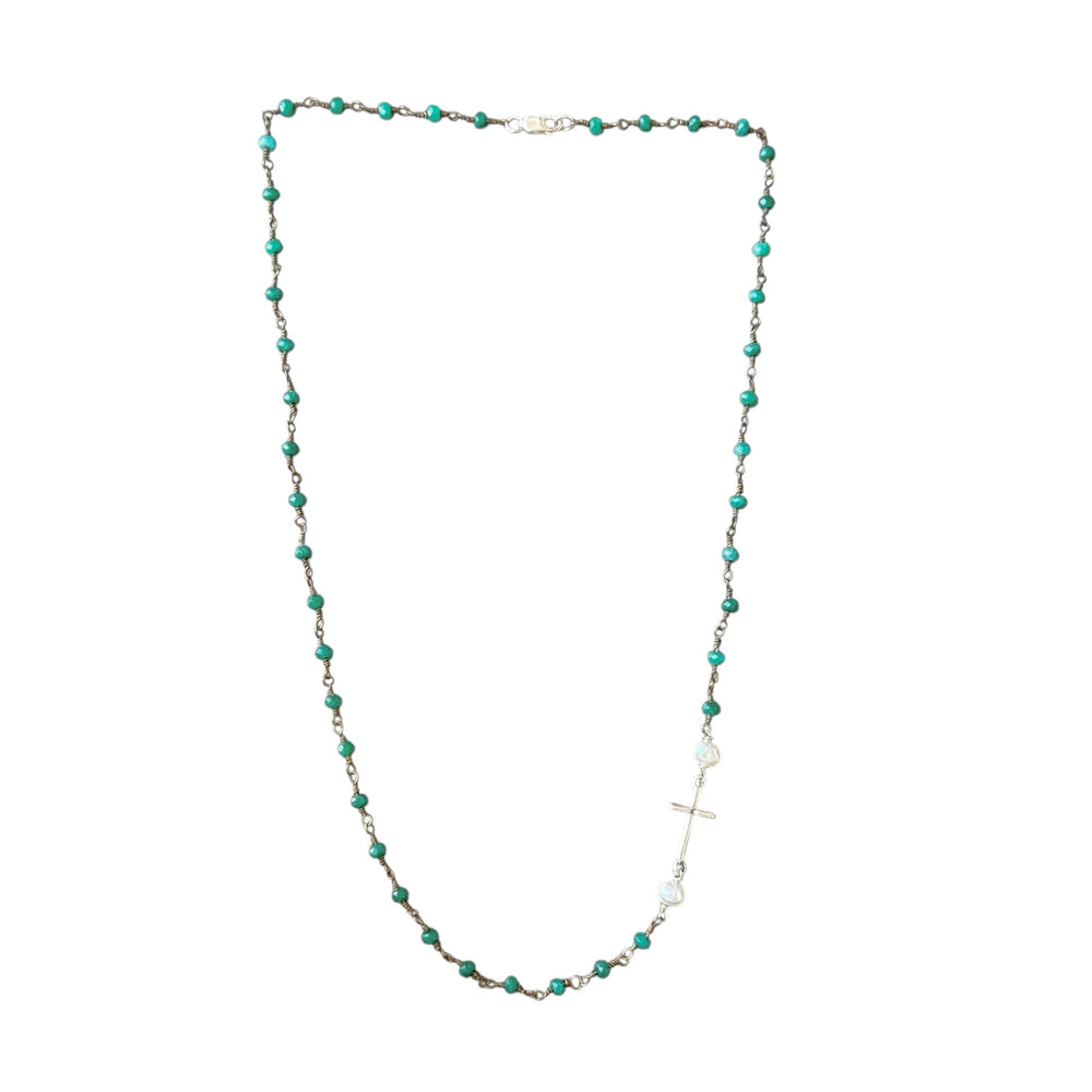 Collar cruzado de plata con alambre enrollado de turmalina Thomas