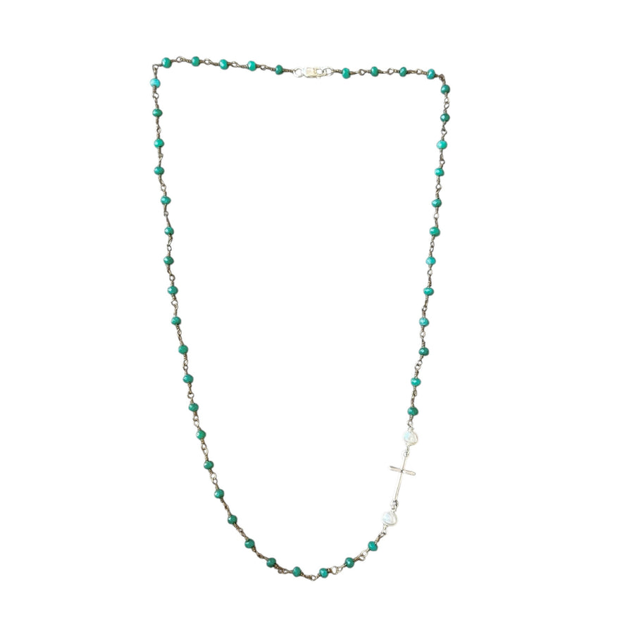 Thomas Tourmaline Wire Wrapped Silver Cross Necklace