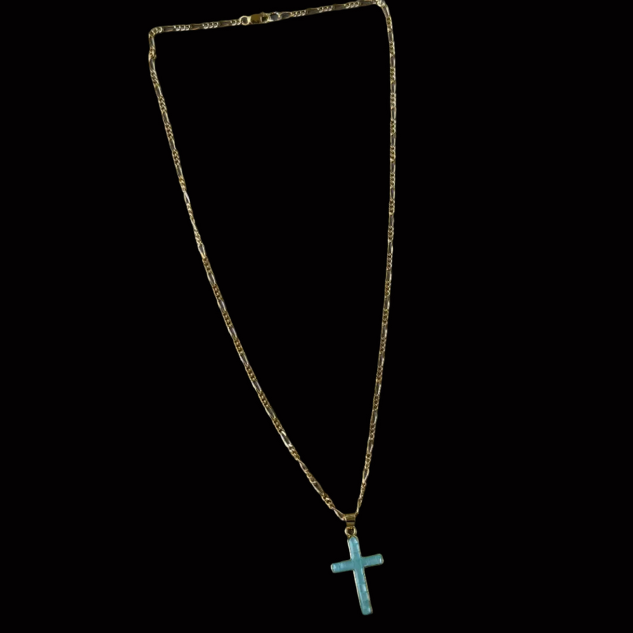 Collar de cruz turquesa de Giles