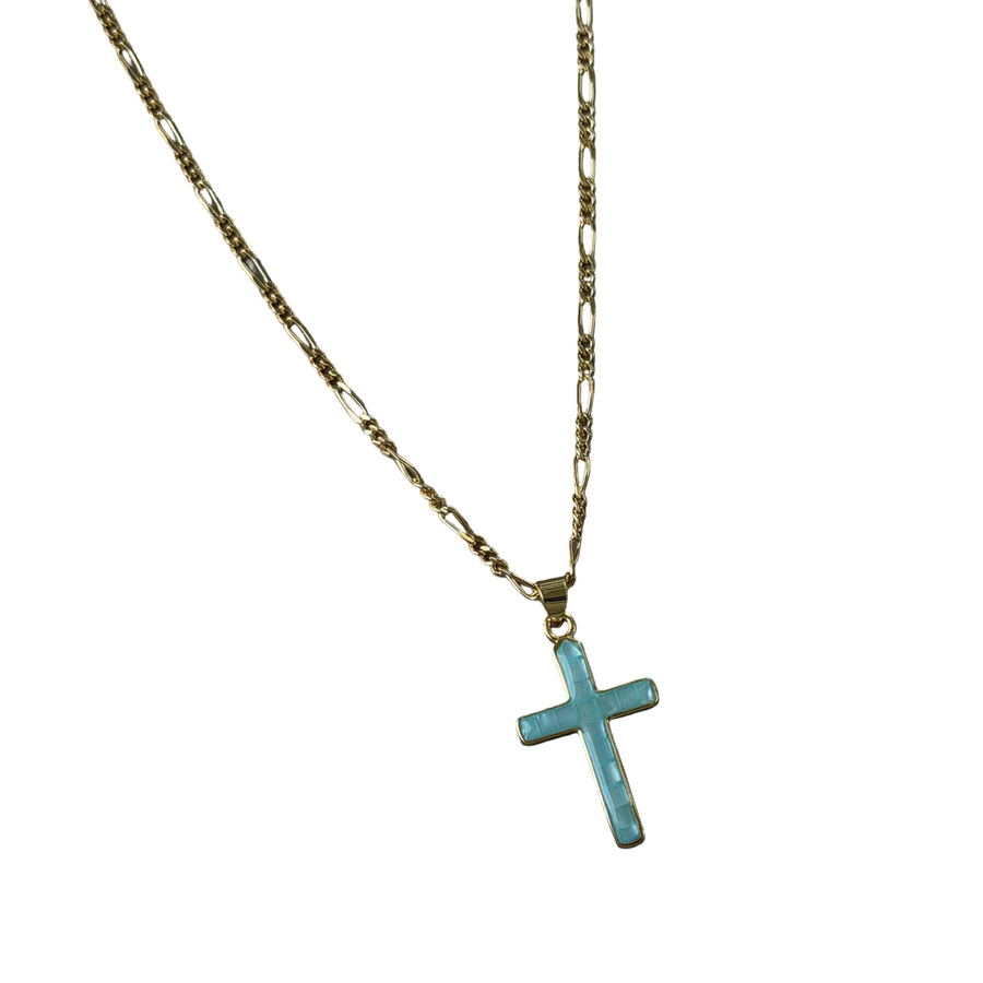 Collar de cruz turquesa de Giles