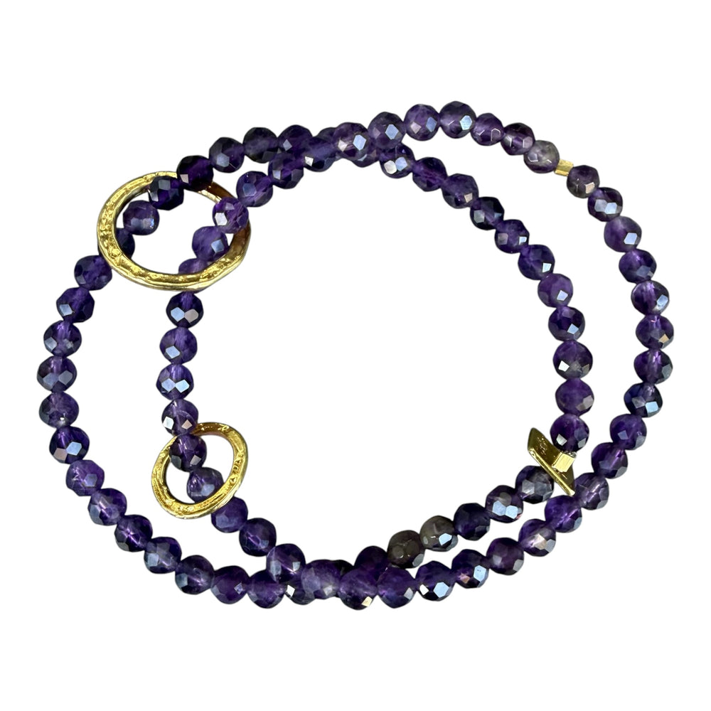 Scholastica Double Amethyst Beaded Bracelet