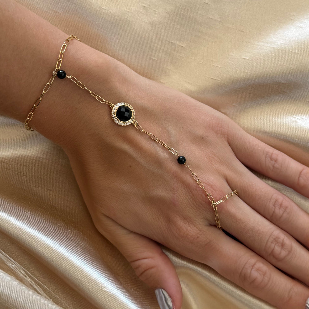 Cadena de mano de ónix negro
