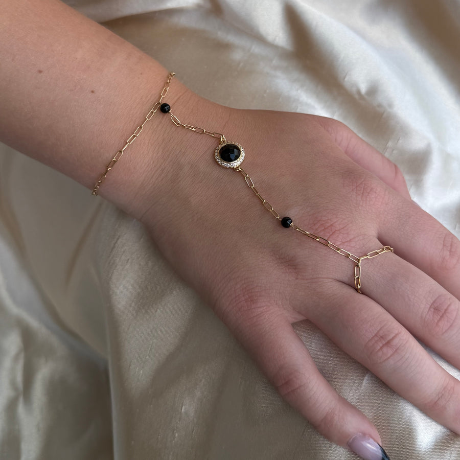 Black Onyx Hand Chain