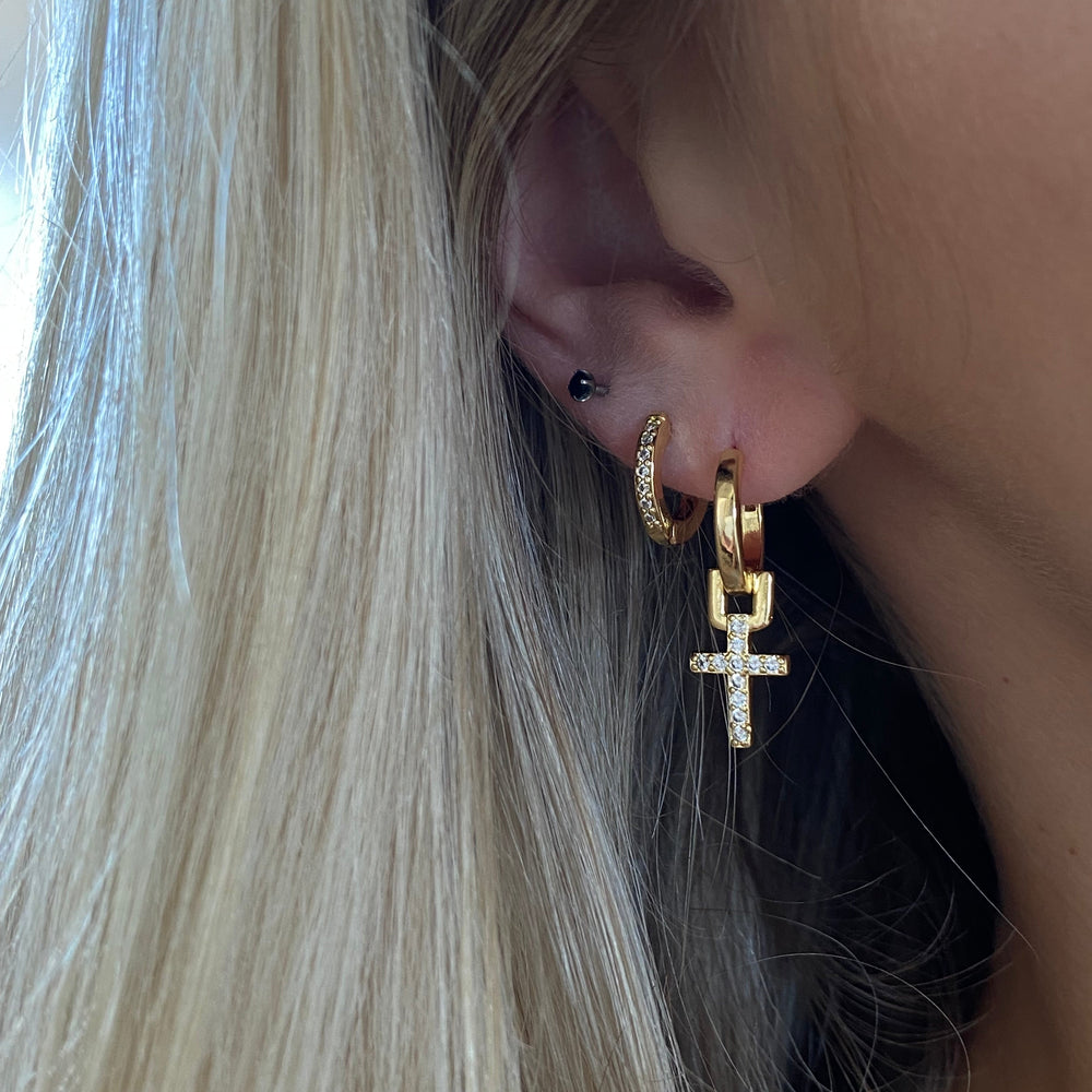 Cadfan Cz Cross Earrings
