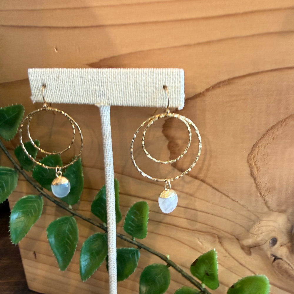 Agnes Double Hoops with Moonstone Teardrop