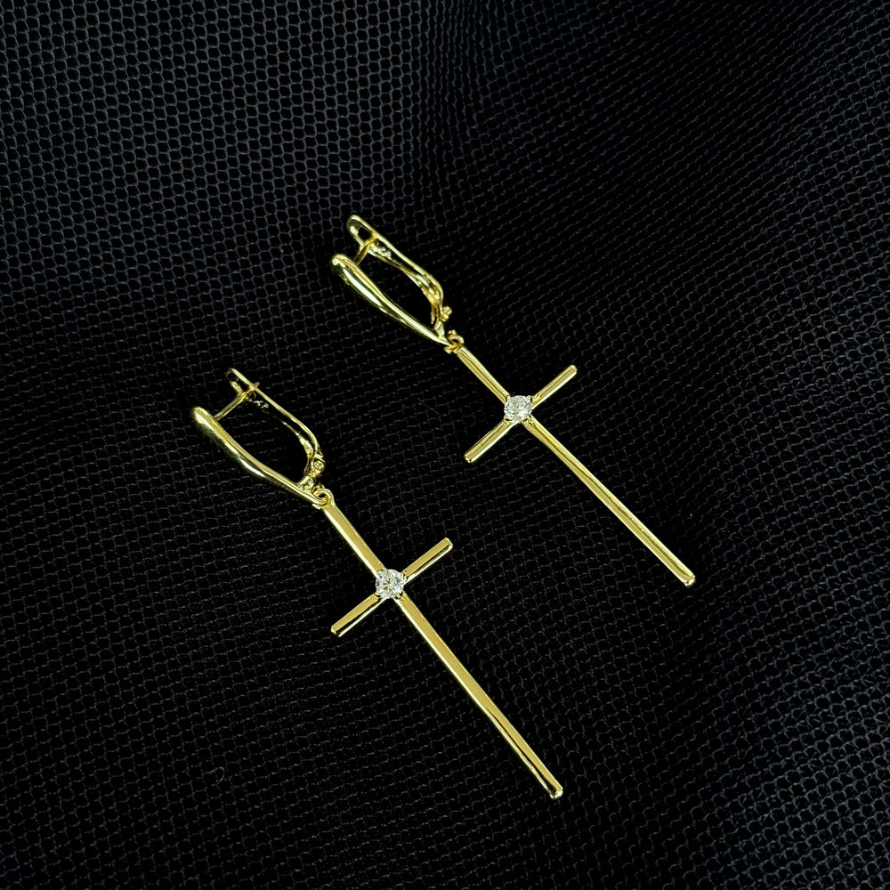 Boucles d'oreilles Croix Marie