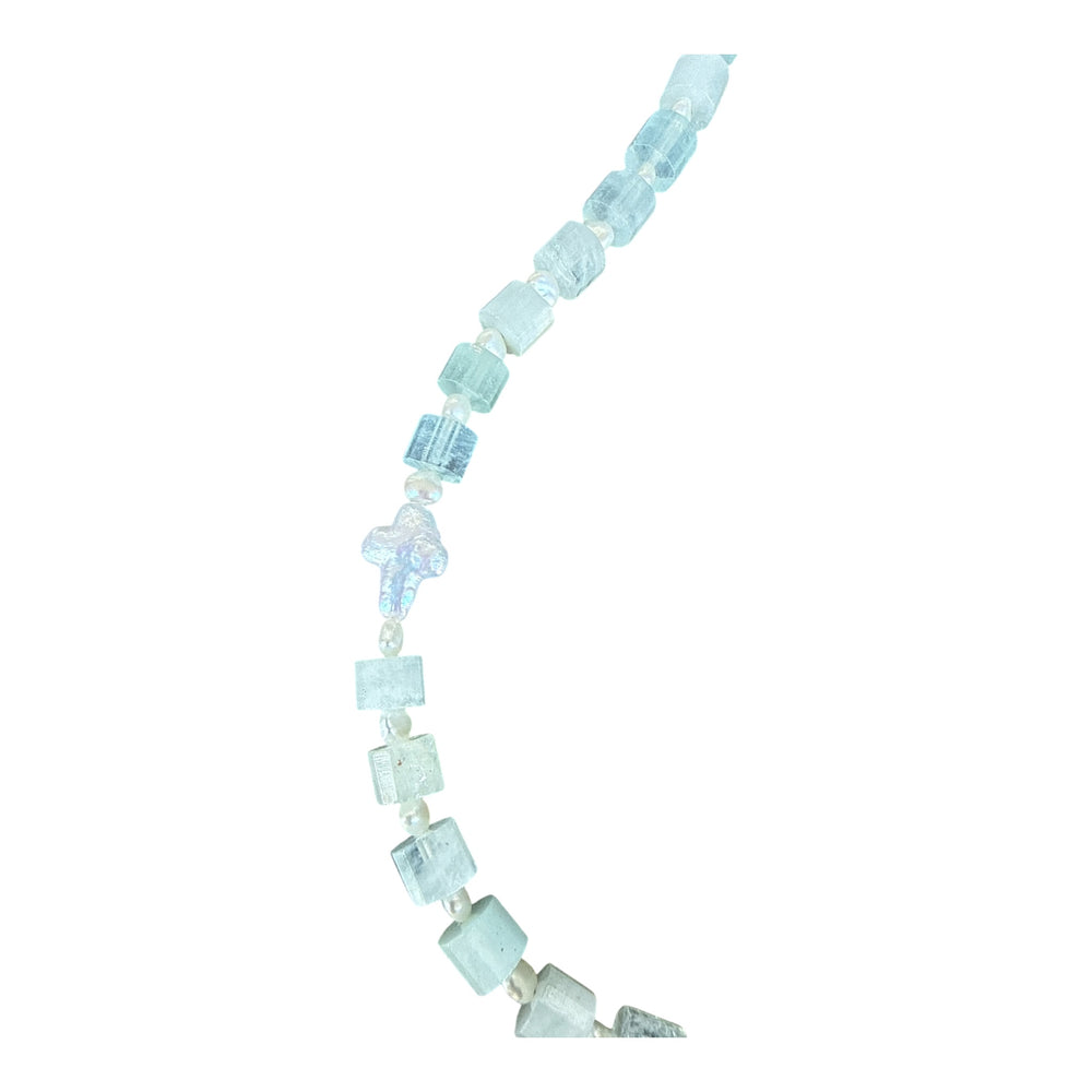 Palma Aquamarine and Pearl Rosary