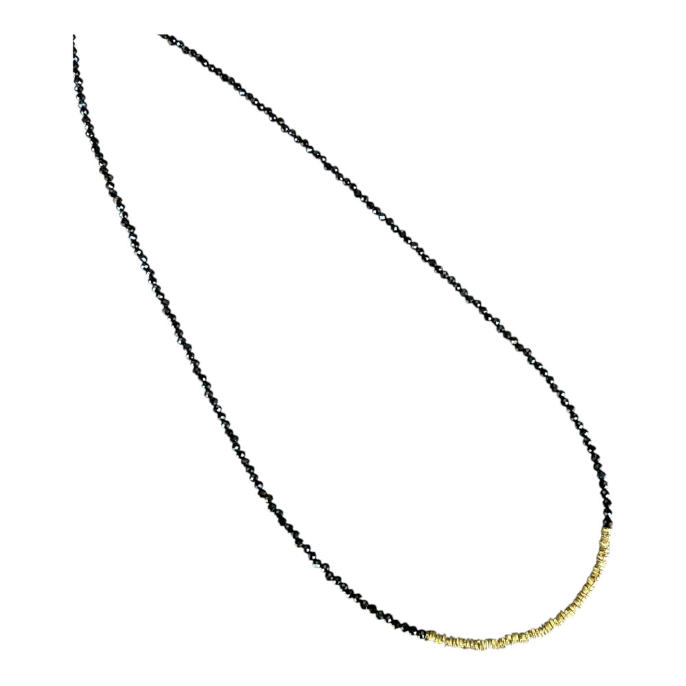 Raymund Onyx and Gold Beaded Necklace