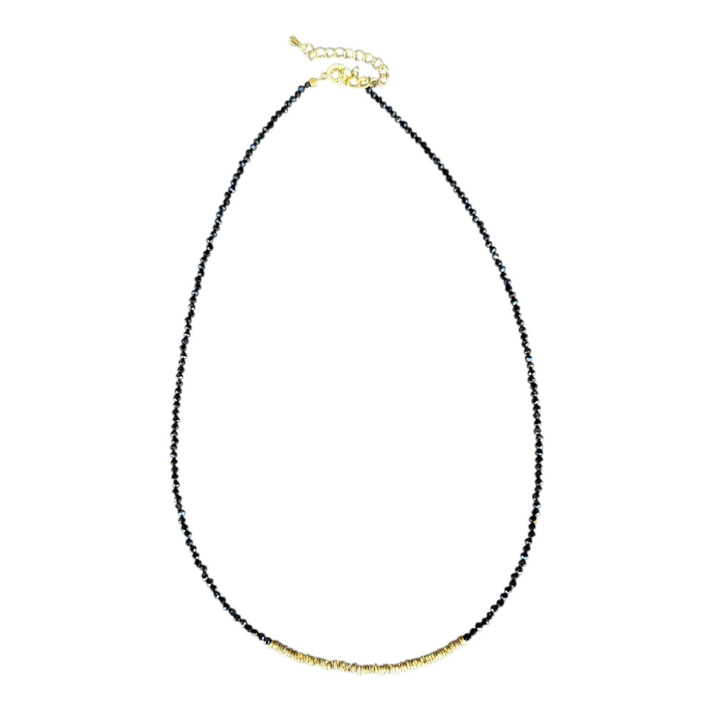 Raymund Onyx and Gold Beaded Necklace