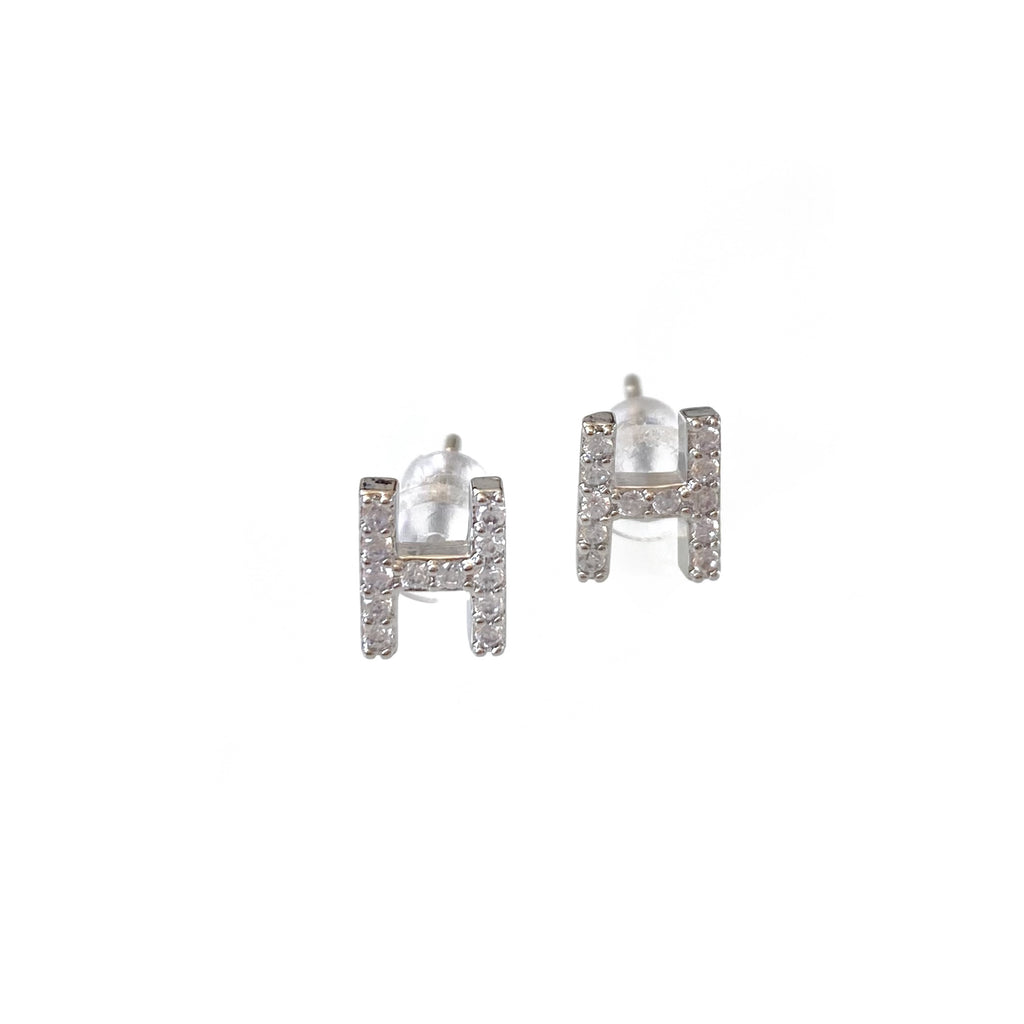 Silver Initial Studs