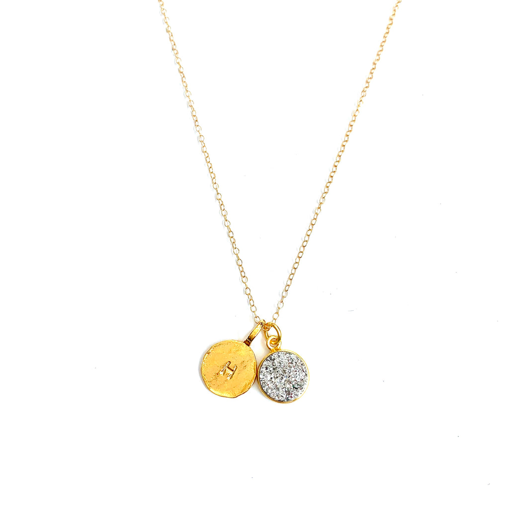 Druzy Initial Gold Necklace