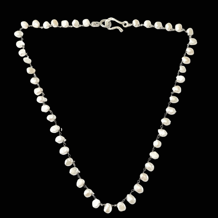 Collar Pega de Perlas de Agua Dulce Enrollado con Alambre