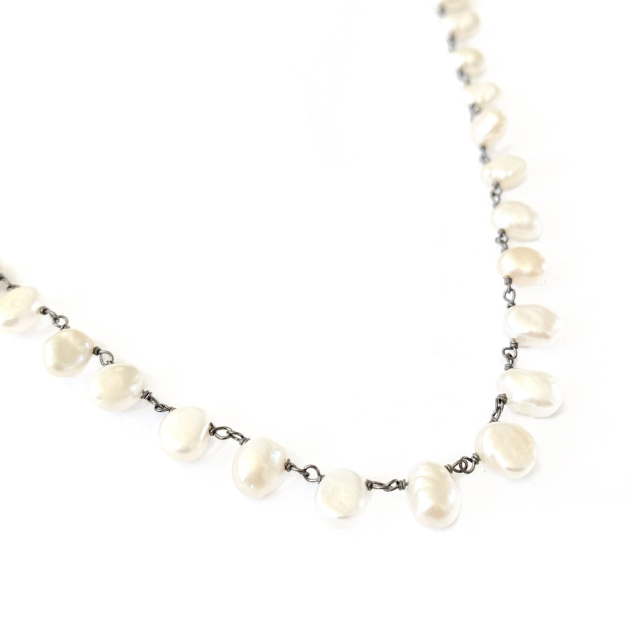 Collar Pega de Perlas de Agua Dulce Enrollado con Alambre